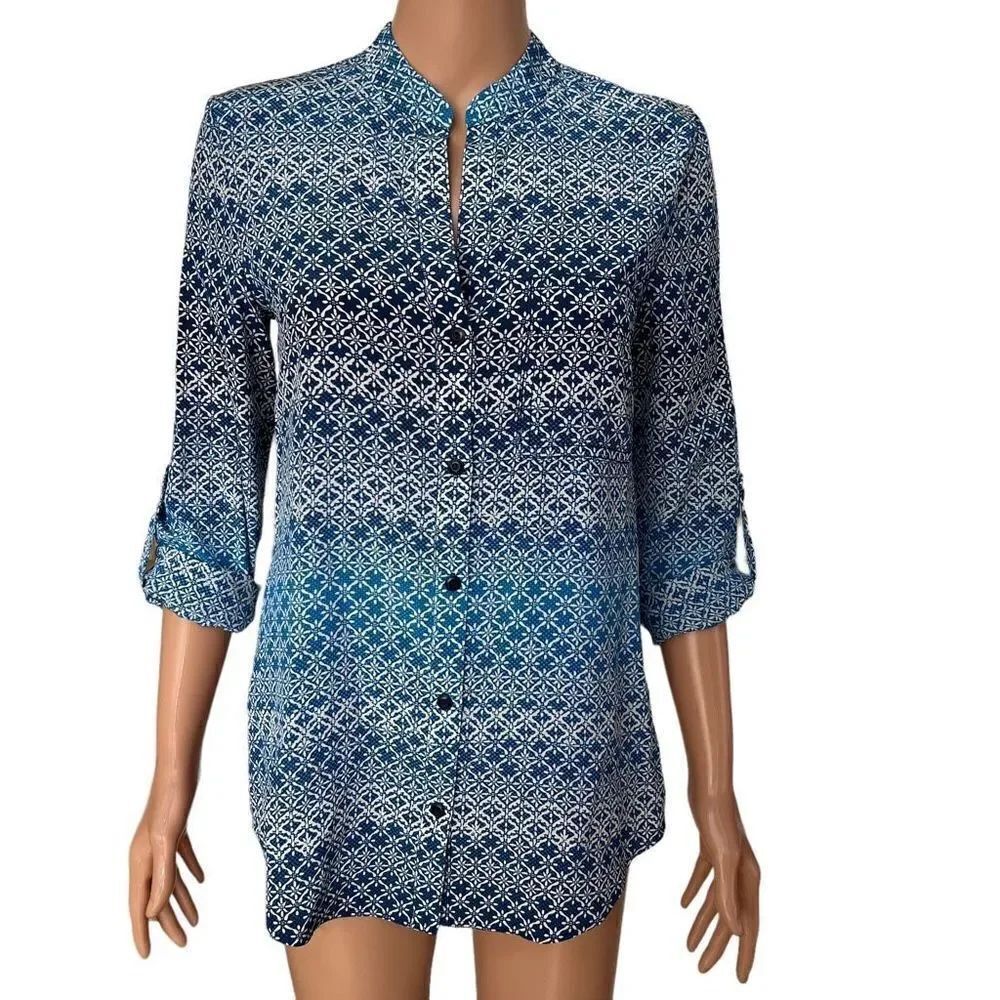 Diane Von Furstenberg Silk Tunic Top blouse Blue size 0